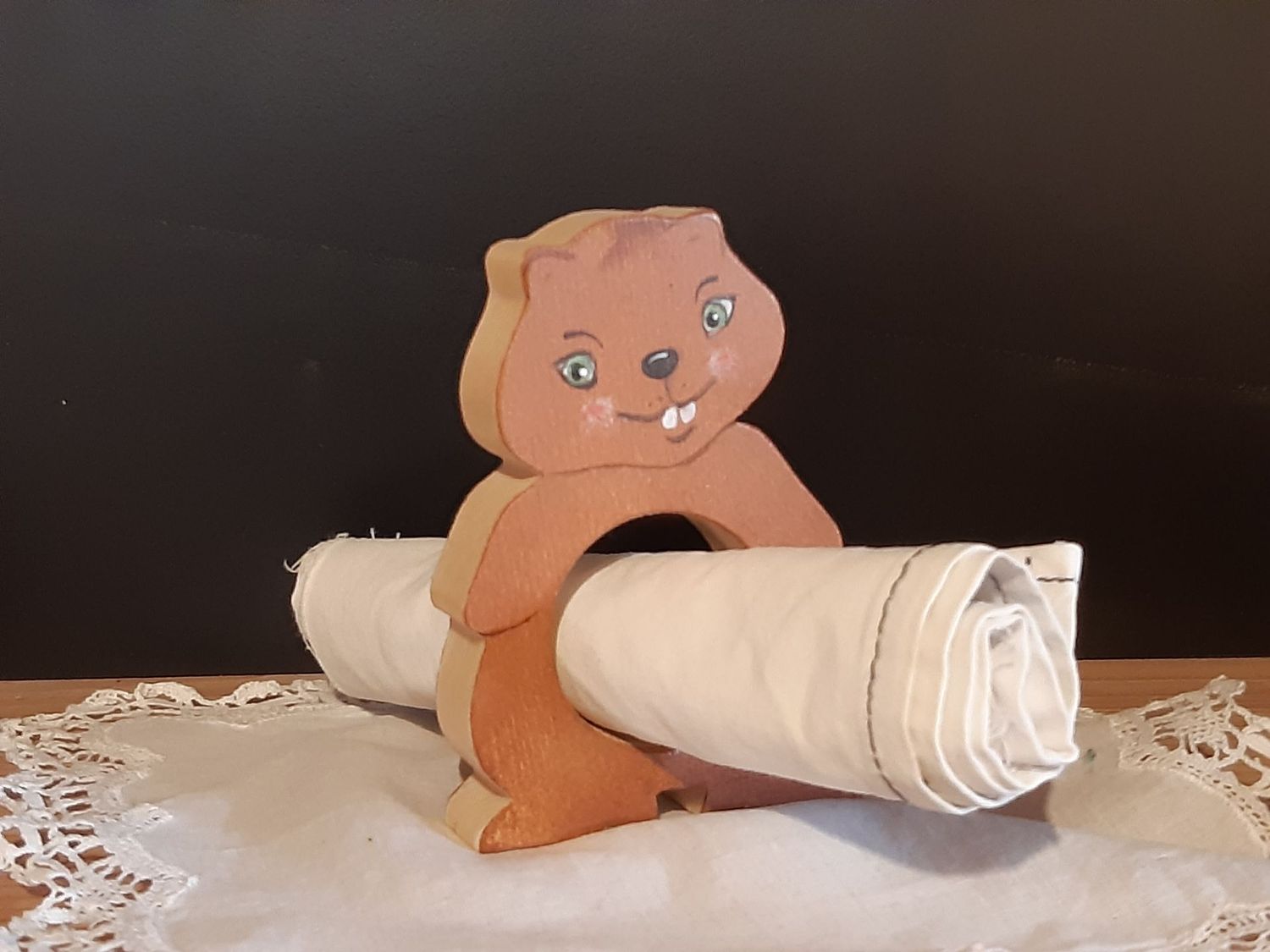 Rond de serviette en bois - Animaux ludiques