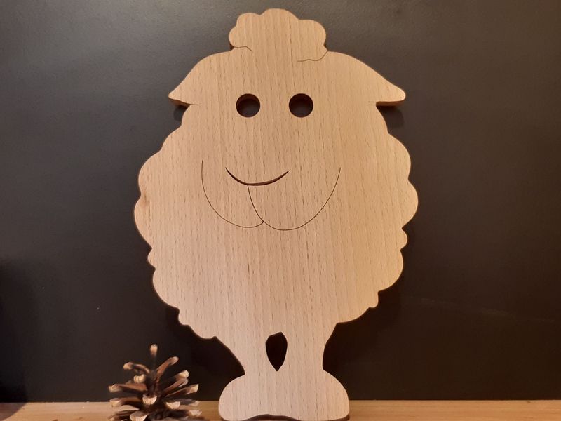 Planchette à découper en bois - Vache & mouton