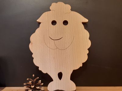 Planchette à découper en bois - Vache & mouton