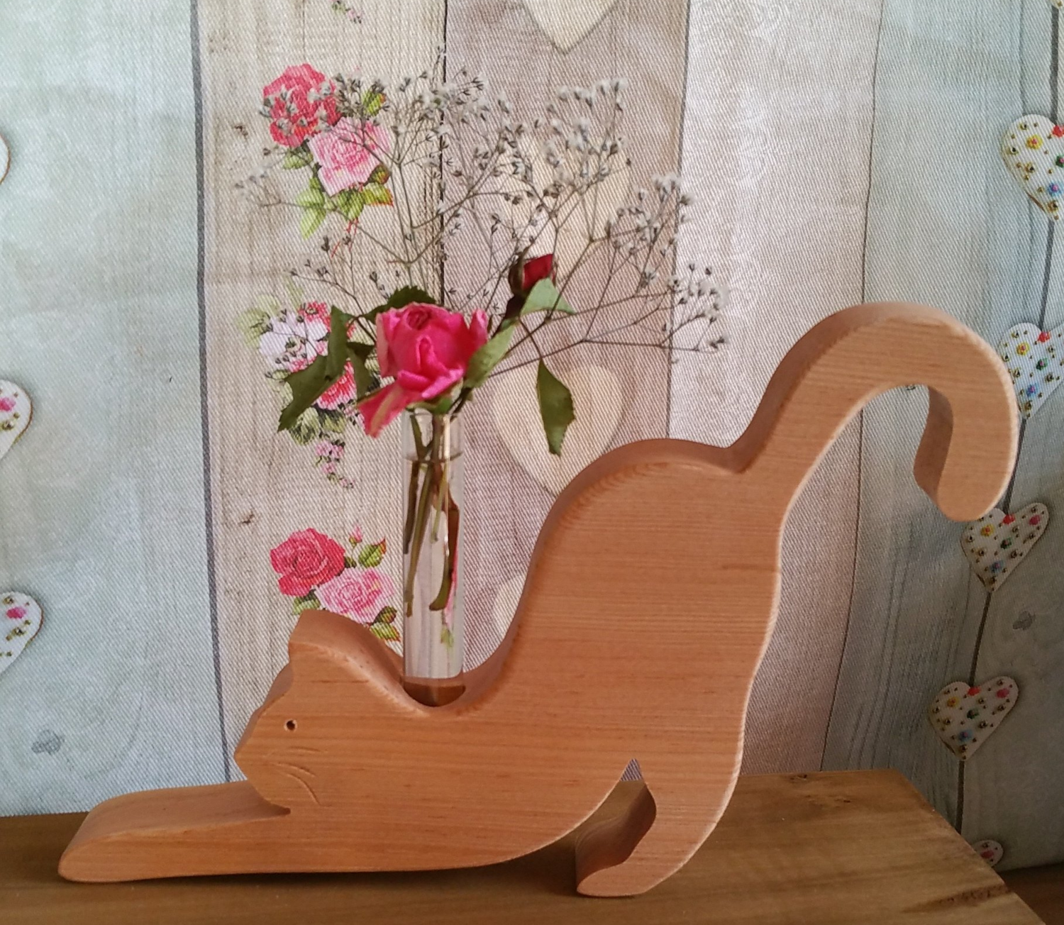 Vase Soliflore en Bois - forme de Chat