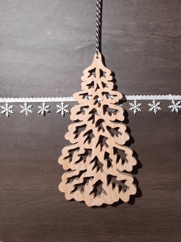 Grande Suspension Sapin en bois - pièce en bois chantourné