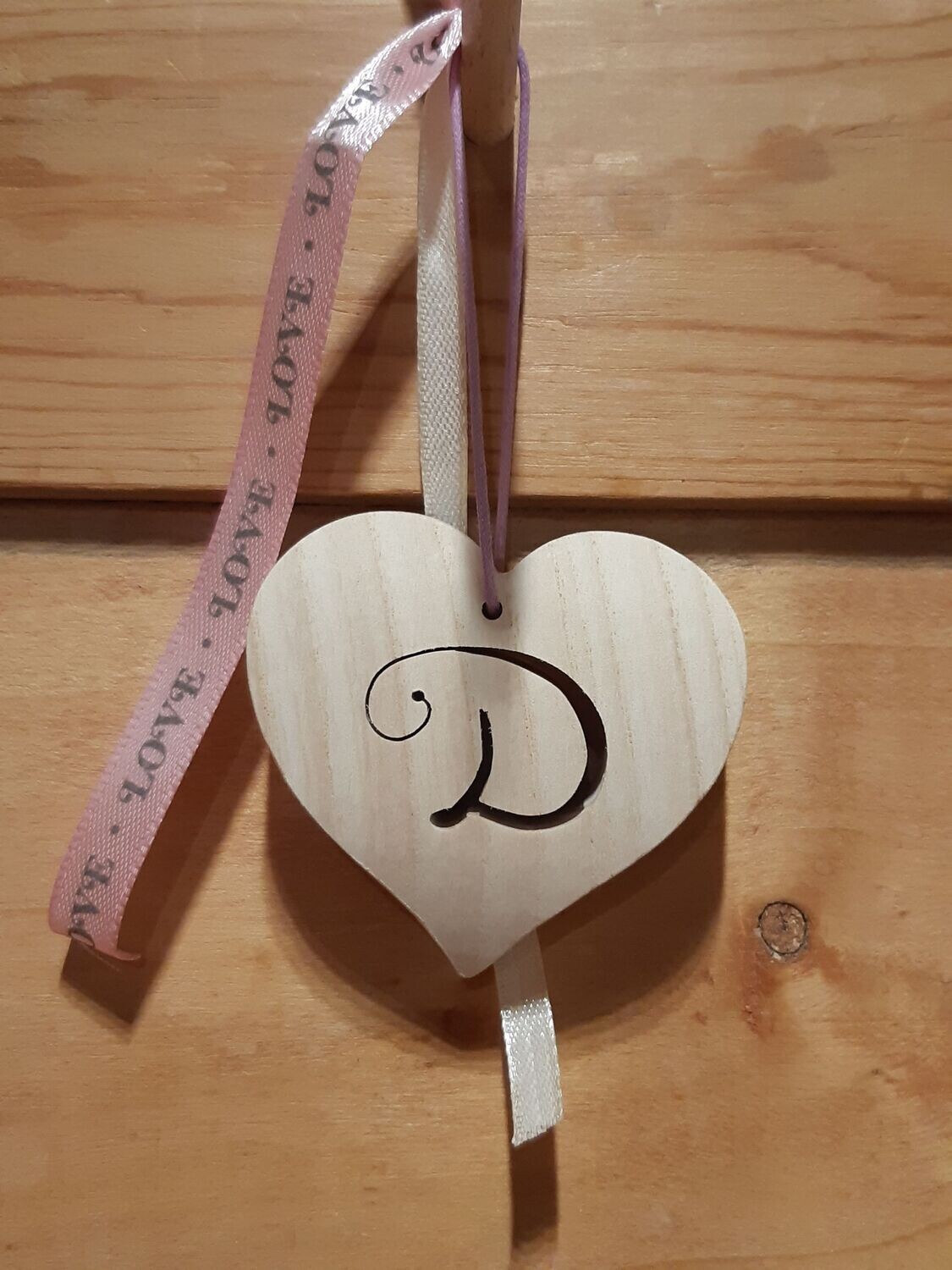 Coeurs en bois - porte clé - déco de sac