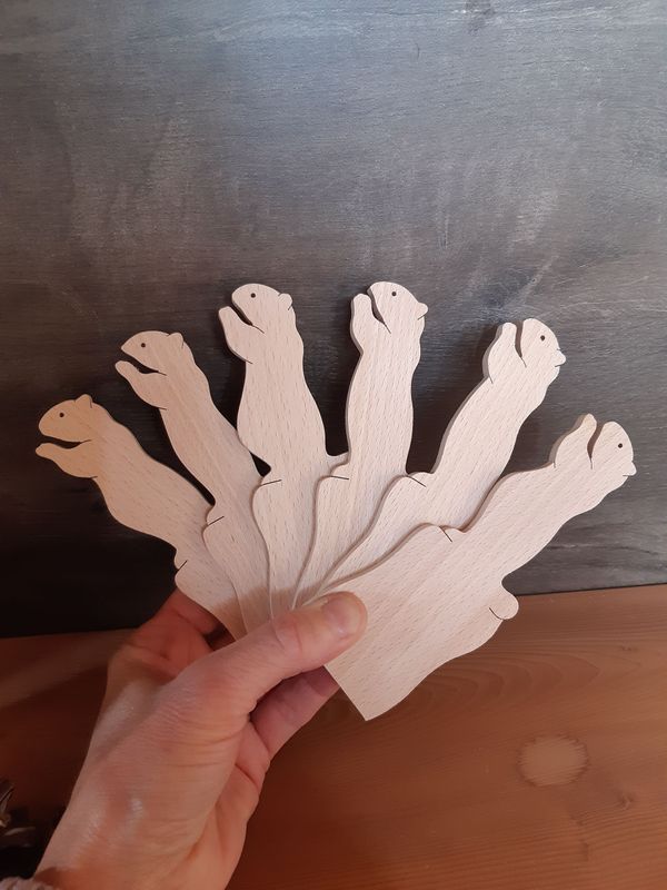 Lot 6 Spatules à raclette artisanale - Thème Marmotte