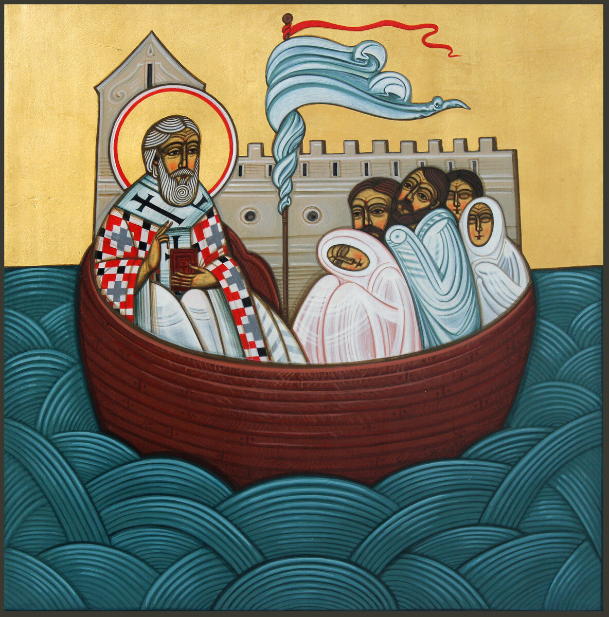 Olya Kravchenko &quot;St. Nicholas in a boat&quot;