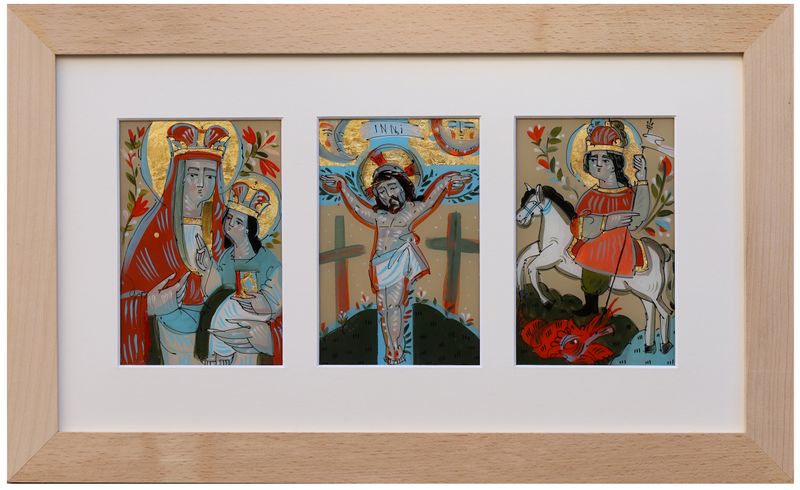Uliana Krekhovets` &quot;Triptych: Madonna with a Child, Crucifixion, Saint George&quot;