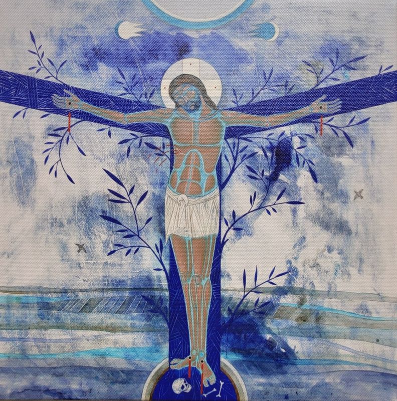Ulyana Tomkevych &quot;Crucifixion Blossoming Cross&quot; print