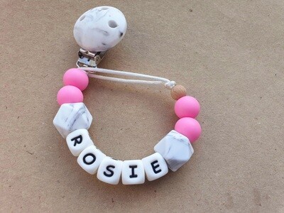 Personalised Silicone Dummy Clip Baby Soother Clip / Pacifier Chain Holder