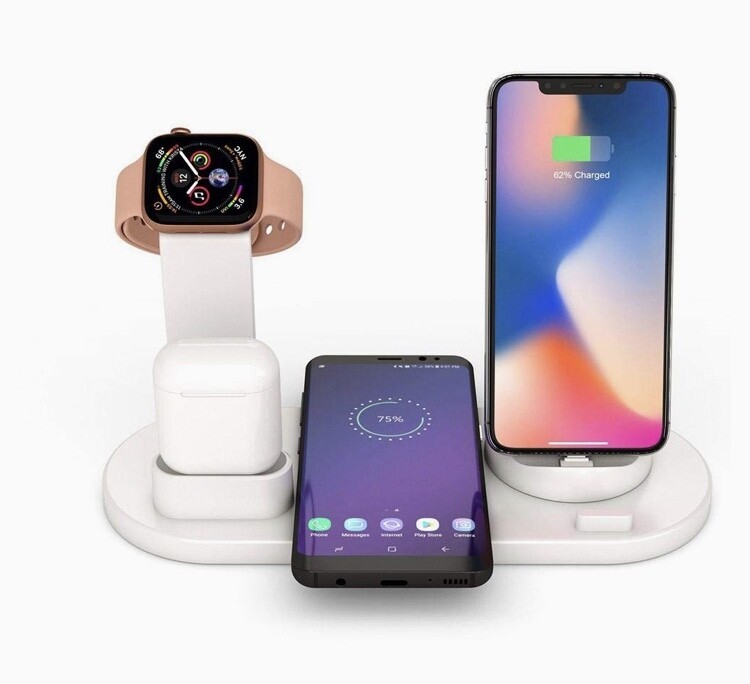 SUPPORTO CARICABATTERIE 3 IN 1 UNIVERSALE CON CARICA WIRELESS (WHITE)
