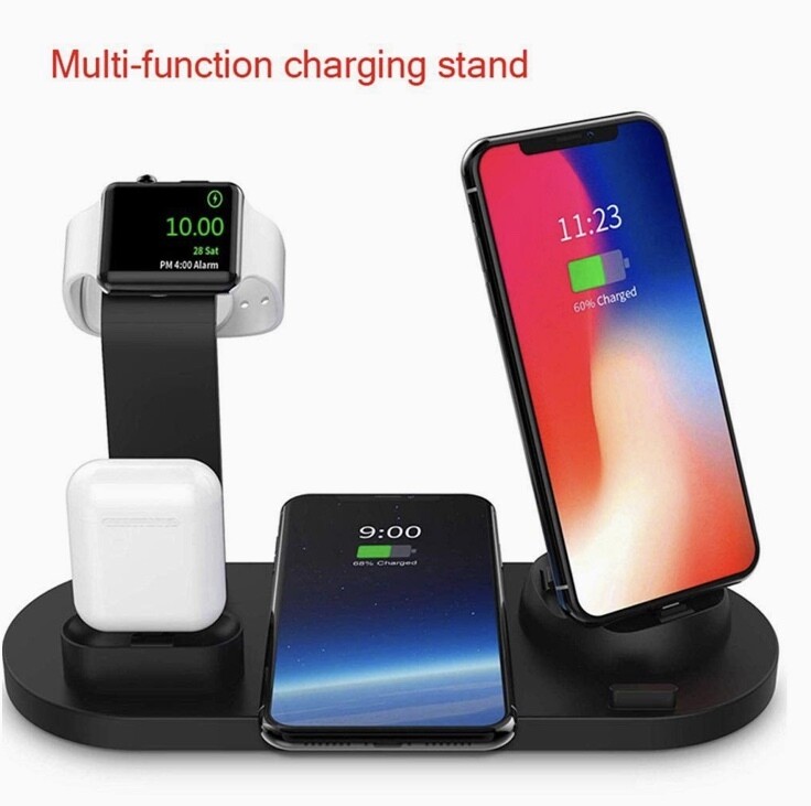 SUPPORTO CARICABATTERIE 3 IN 1 UNIVERSALE CON CARICA WIRELESS (BLACK)