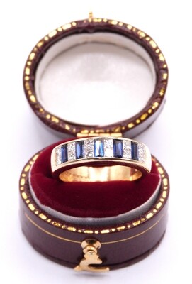 18ct Yellow Gold Diamond & Sapphire Eternity Ring (Pre Owned)