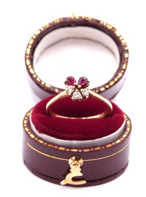 18ct Yellow Gold Diamond and Ruby Cluster Ring (Pre Owned)