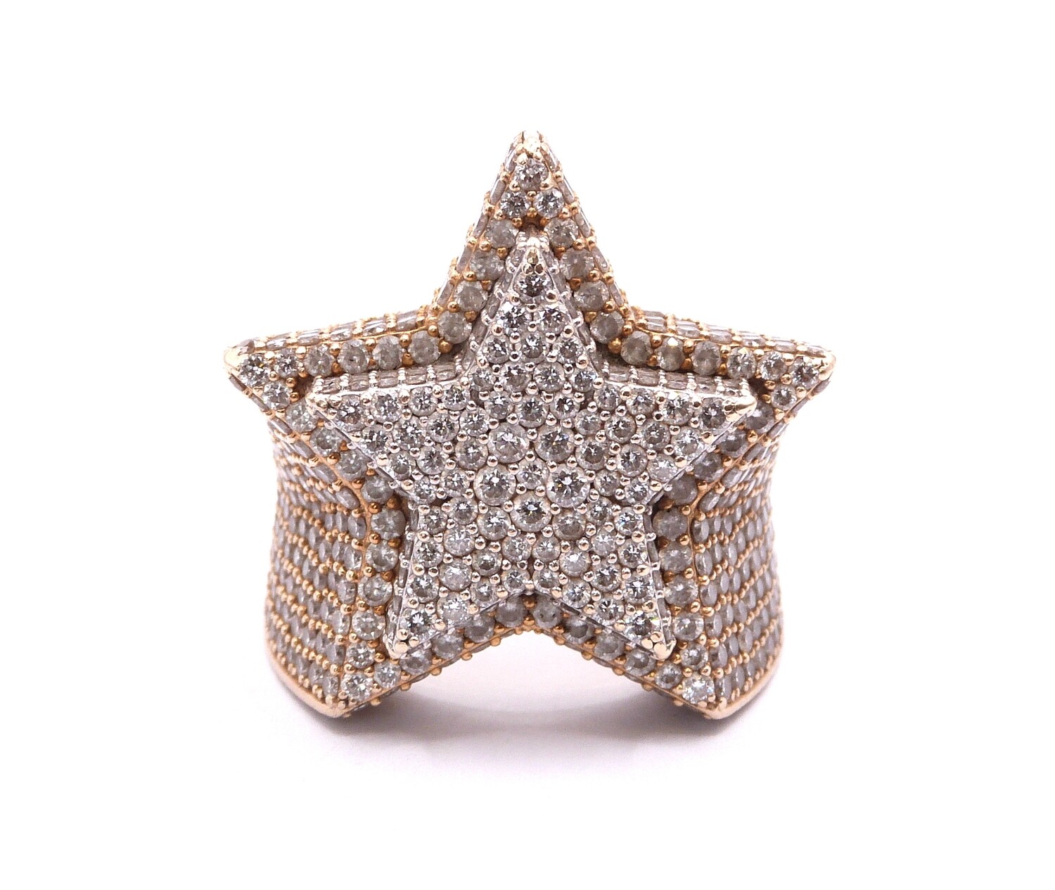 Large 9ct Yellow Gold Diamond Set Star Ring 21.7g  (Pre Owned)