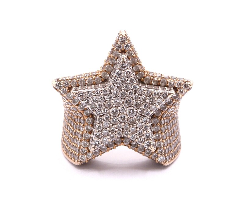 Large 9ct Yellow Gold Diamond Set Star Ring 21.7g  (Pre Owned)