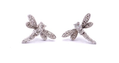 18ct White Gold Diamond set Dragonfly Earrings 0.50ct Total (Pre Owned)