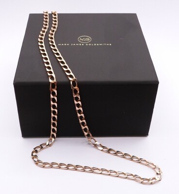9ct Yellow Gold Square Curb Link Necklace 16.6g (Pre Owned)