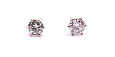 18ct White Gold Brilliant Cut Diamond 1.50ct (Total Weight) Diamond Stud Earrings (Pre Owned)