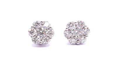 18ct White Gold Diamond Cluster Earrings 1.10ct Total Diamond Weight (Pre Owned) 18ct White Gold Diamond Cluster Earrings 1.10ct Total Diamond Weight (Pre Owned)