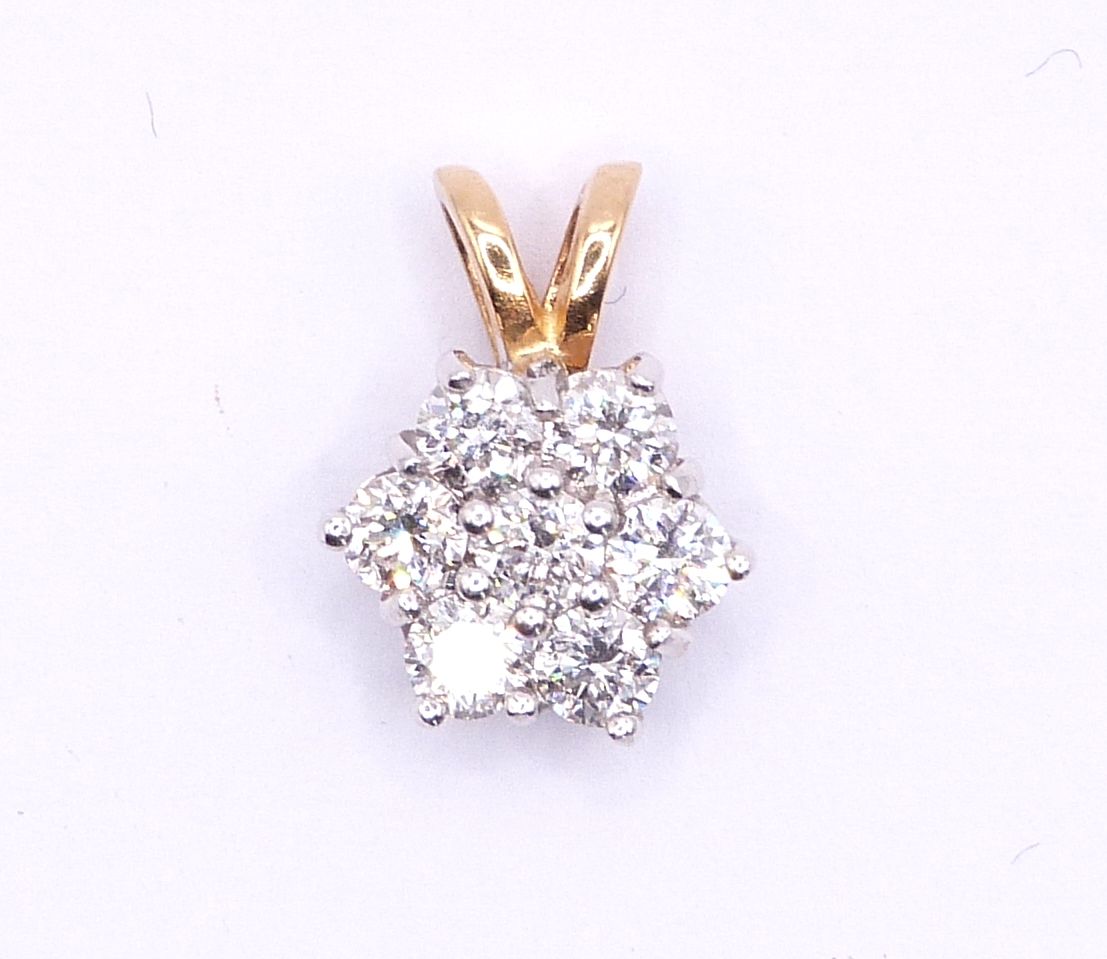 18ct White & Yellow Gold Brilliant Cut Diamond Cluster Pendant 0.70ct (Total Weight) Diamond (Pre Owned)