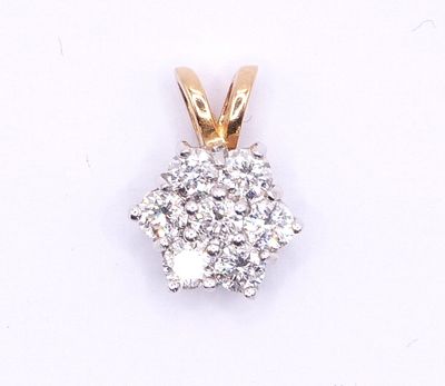 18ct White & Yellow Gold Brilliant Cut Diamond Cluster Pendant 0.70ct (Total Weight) Diamond (Pre Owned)