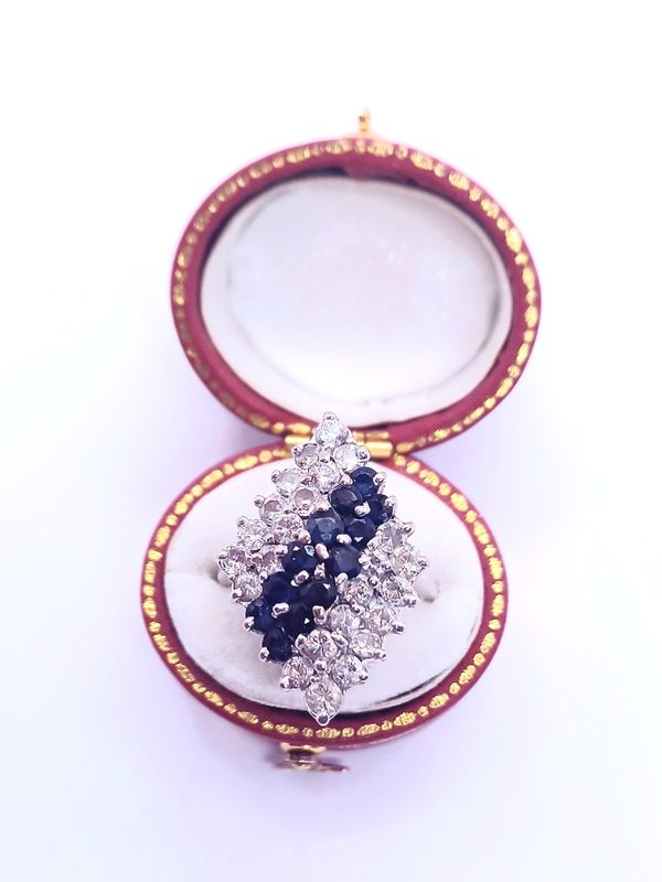 18ct White Gold Sapphire and Diamond Cocktail Ring (Pre Owned)