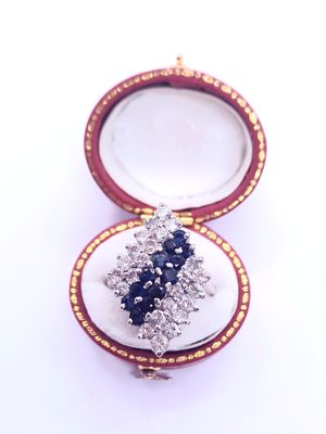 18ct White Gold Sapphire and Diamond Cocktail Ring (Pre Owned)