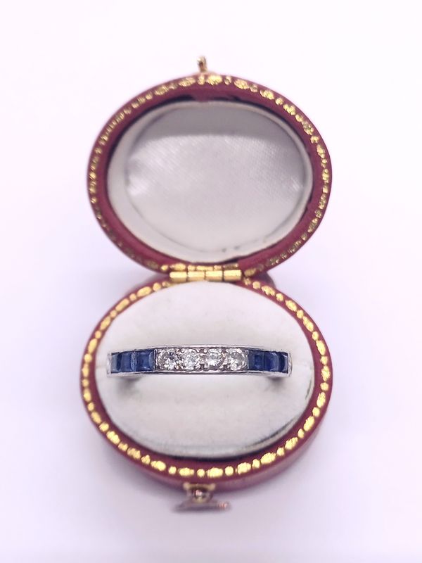 Platinum Sapphire and Diamond Art Deco Full Eternity Ring (Pre Owned)