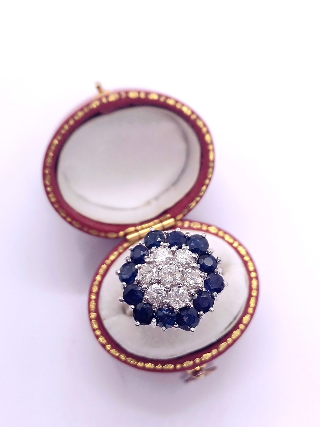 18CT Sapphire and Diamond Cluster Dress Ring (Pre Owned)