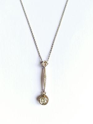 18CT Yellow Gold and Platinum Old Cut Diamond Pendant (Pre Owned)