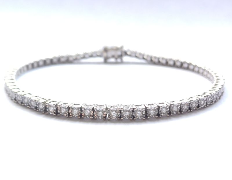 14CT White Gold 1.00ct Diamond Tennis Bracelet (Pre Owned)