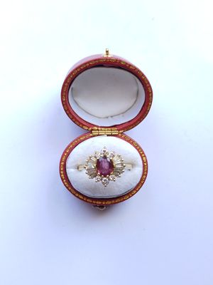 18CT Yellow Gold Ruby & Diamond “Art Deco” style Cocktail Ring (Pre Owned)