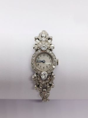 Antique Ladies Platinum & White Gold Diamond Set Cocktail Watch with mechanical movement. (Pre-owned) Antique Ladies Platinum & White Gold Diamond Set Cocktail Watch with mechanical movement. (Pre-owned)