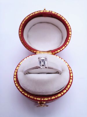 Platinum Emerald Cut Diamond Solitaire Ring  (Pre Owned)