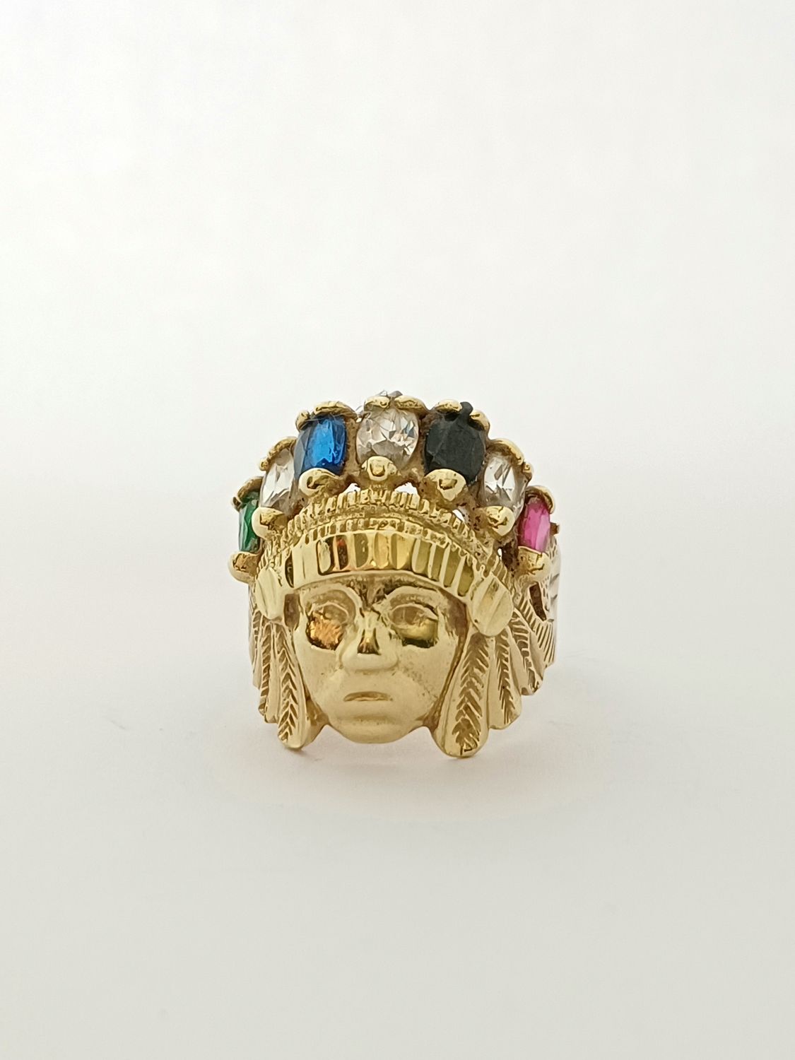 9ct Yellow Gold Native American Chief Head Ring (Pre Owned)