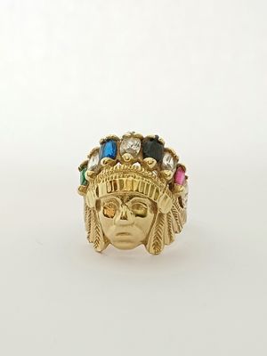 9ct Yellow Gold Native American Chief Head Ring (Pre Owned)