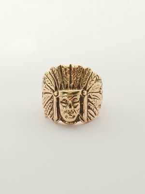 9ct Yellow Gold Native American Chief Head Ring (Pre Owned)