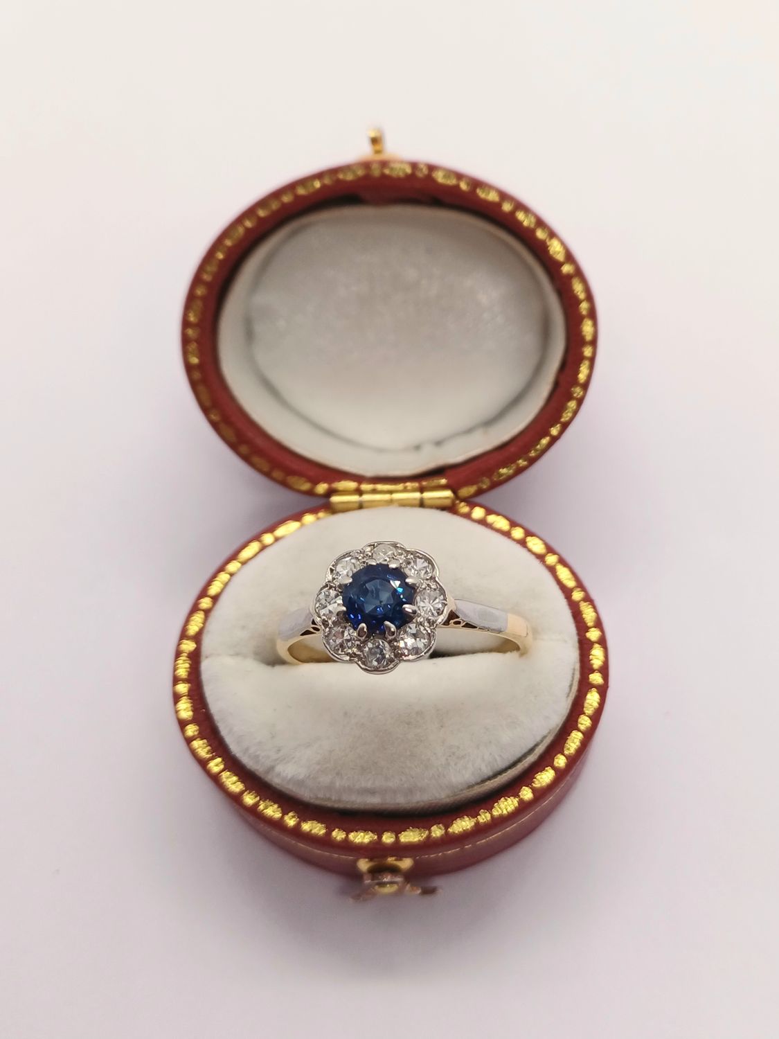 Edwardian 14ct Gold & Platinum Sapphire Diamond Daisy Cluster (Pre Owned)