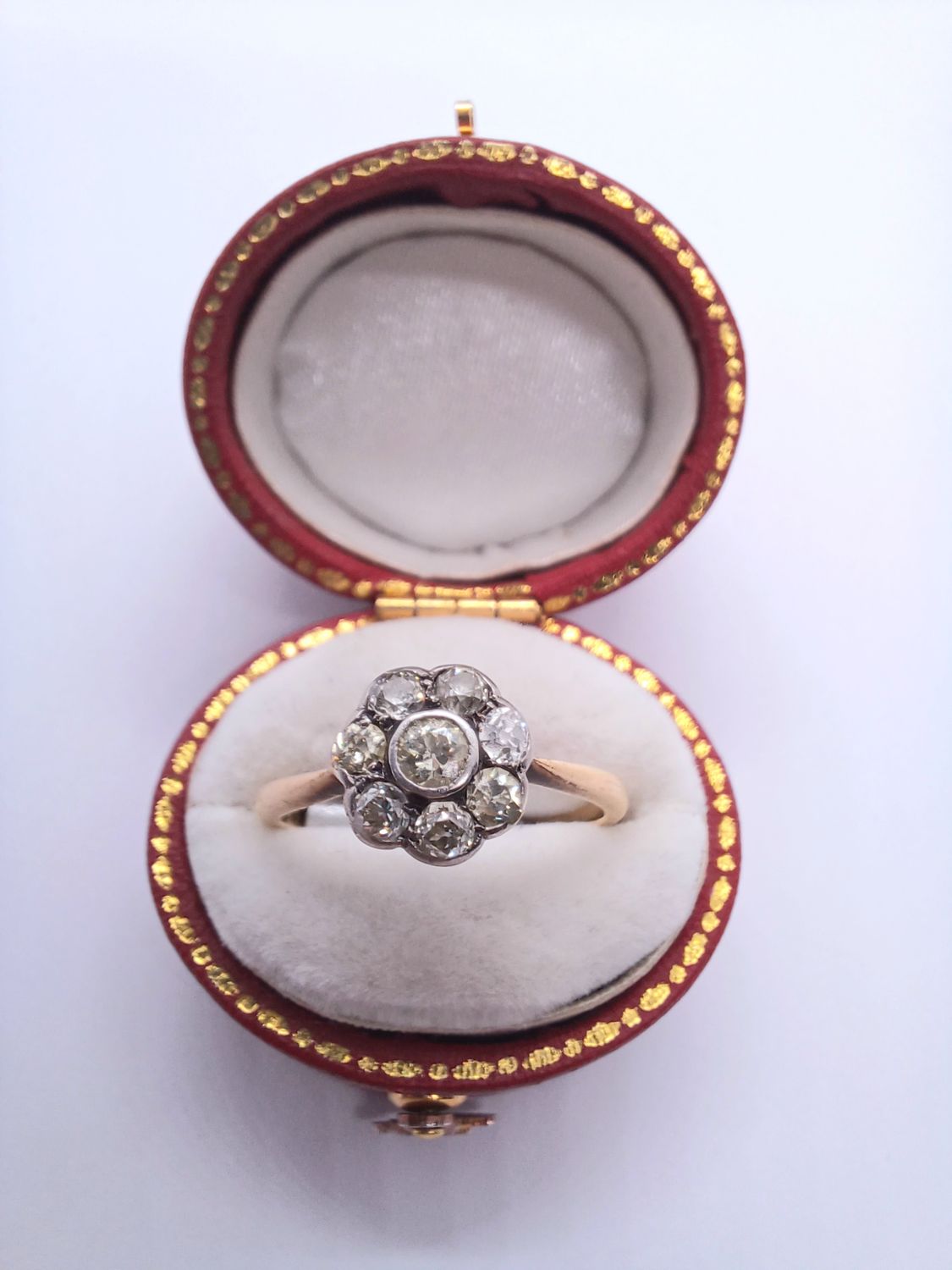 Victorian 18ct Gold & Platinum Diamond Daisy Cluster Ring (Pre Owned)