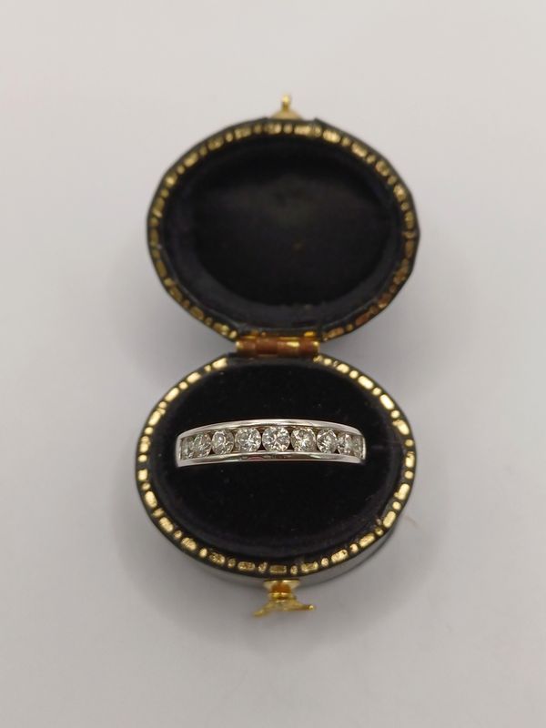 14CT White Gold Half Eternity Ring set with 0.77ct Diamond (Pre Owned)