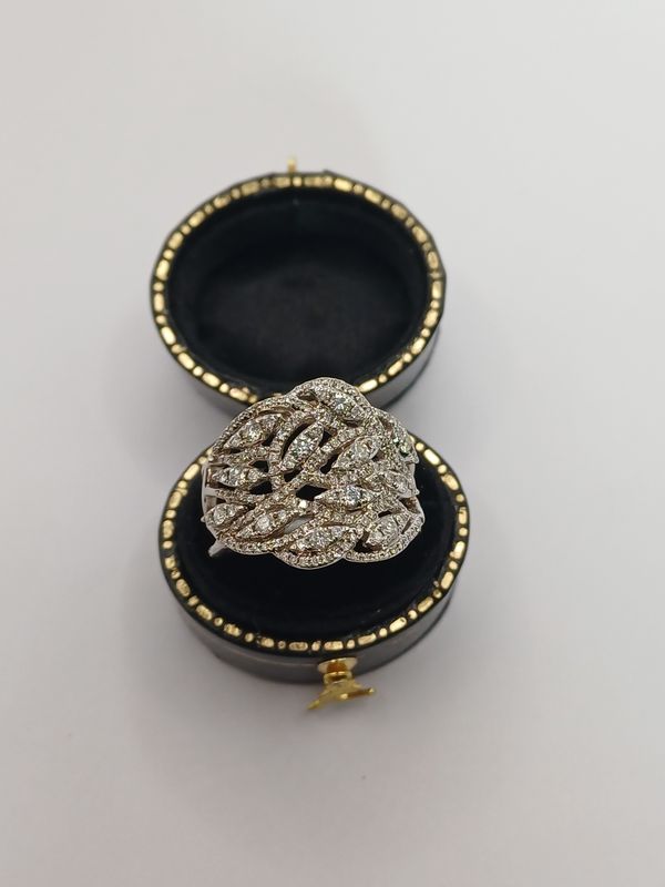 18 CT White Gold Diamond Set Fancy Ring (Pre Loved)