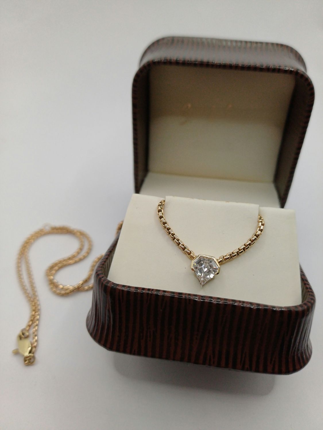 VRAI Strength Necklace, featuring Sheild-Cut Lab Diamond Rare 14K Gold (Pre...