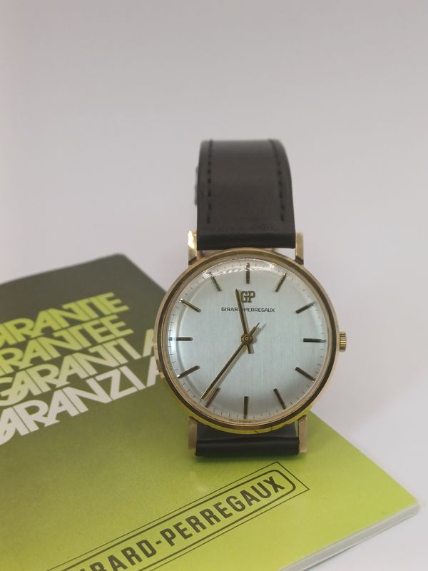 Vintage 9CT Yellow Gold Mens Girard Perregaux  1980's Mechanical Wrist Watch