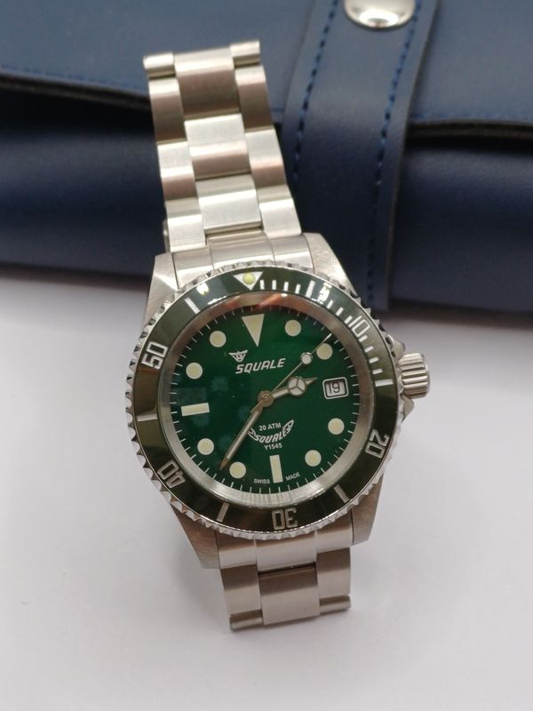 Squale Green Swiss Automatic Profession Dive Watch Domed Sapphire Crystal 20 ATM (Pre Owned)