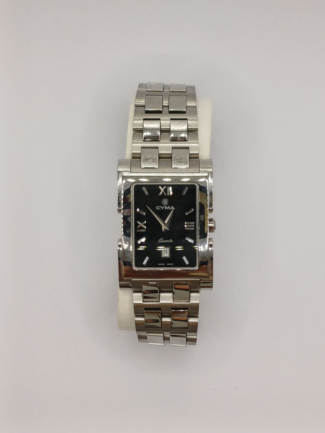 Cyma Imperium Tank Stainless Steel 27 mm Black Roman Dial Quartz Men’s Watch