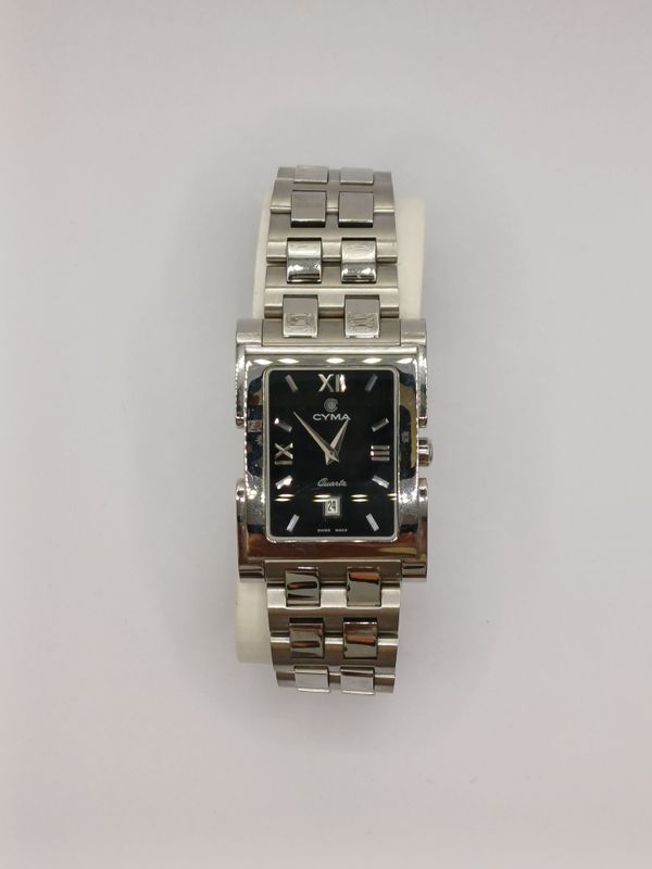 Cyma Imperium Tank Stainless Steel 27 mm Black Roman Dial Quartz Men’s Watch
