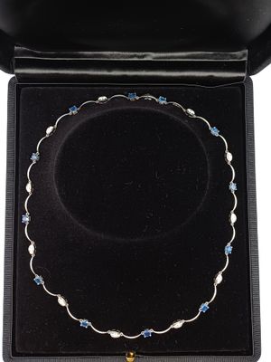 18CT White Gold Sapphire and Diamond Collarette Necklace 18CT White Gold Sapphire and Diamond Collarette Necklace