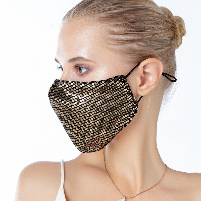 Cotton Sequined Face Protection Cover Dustproof for Men Women - Glod