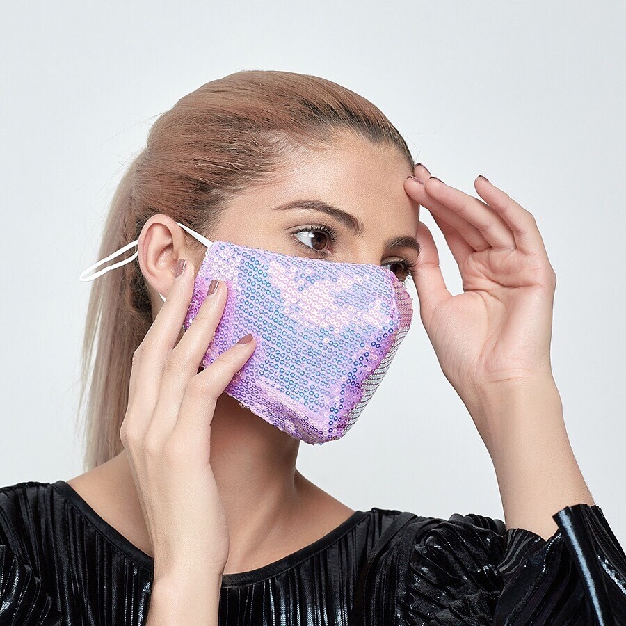 Cotton Sequined Face Protection Cover Dustproof for Men Women - Purple