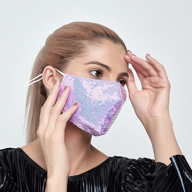 Cotton Sequined Face Protection Cover Dustproof for Men Women - Purple