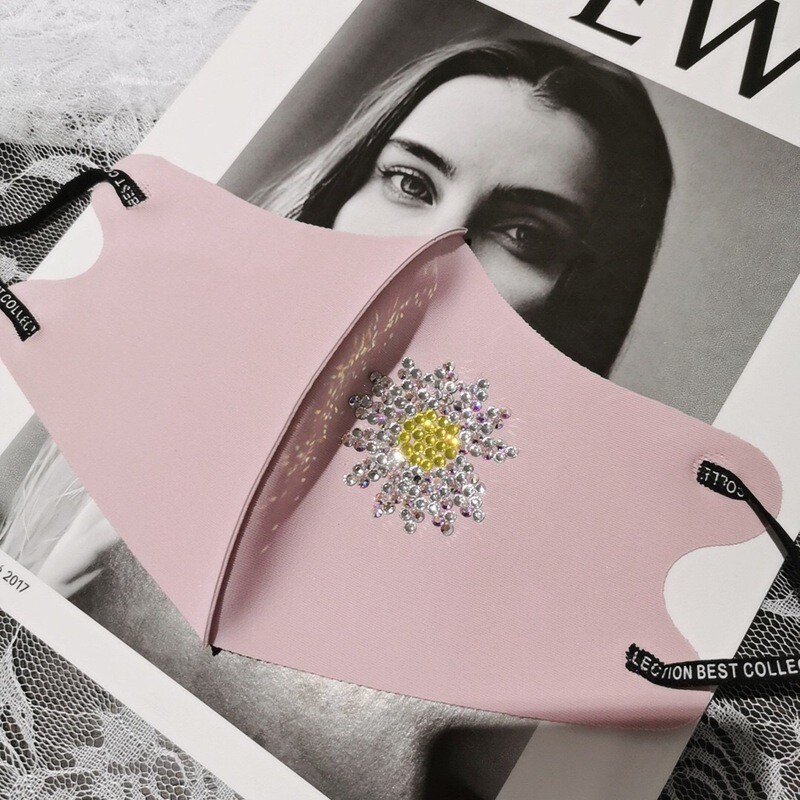 Best Collection Face Mask made with sparkles and bling - Pink/Grey/Black