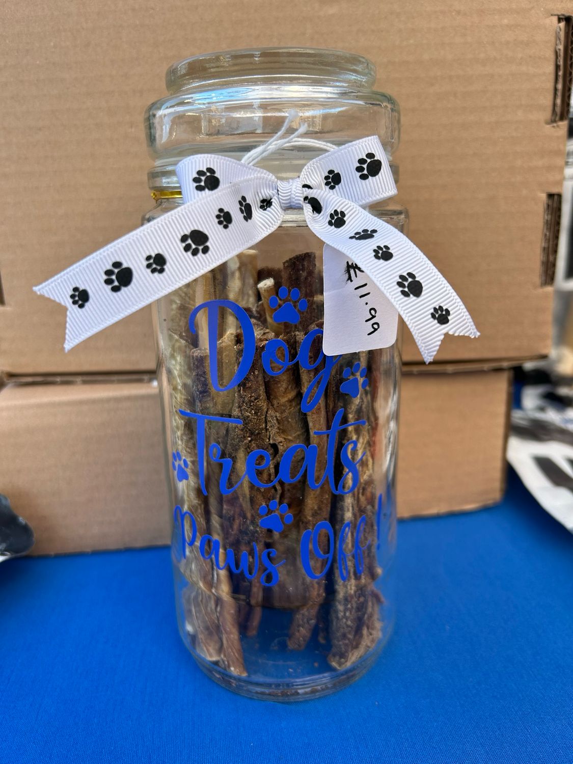 Dog Treats, Paws Off! Filled Jar - Blue